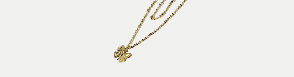 Butterfly pendant Jewelry - 14K Plated Gold