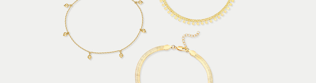 Everyday Anklets available in 14k Plated Gold