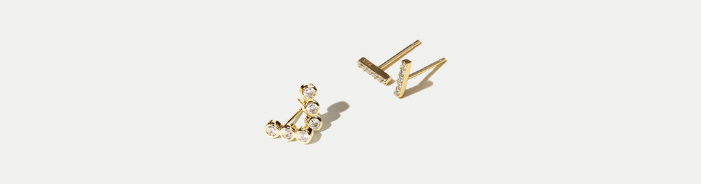 Bar Earrings - Everyday Jewelry Plated in 14k Gold