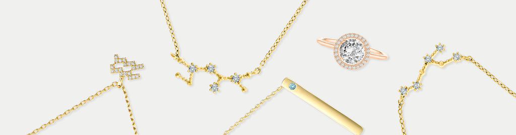Birthstone and Zodiac Jewelry in 14k Plated Gold Necklaces and Rings