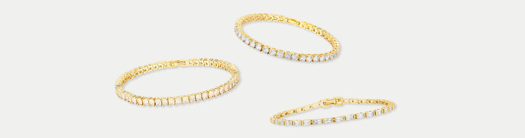 Tennis Bracelets Available in 14k Plated White, Rose and Yellow Gold
