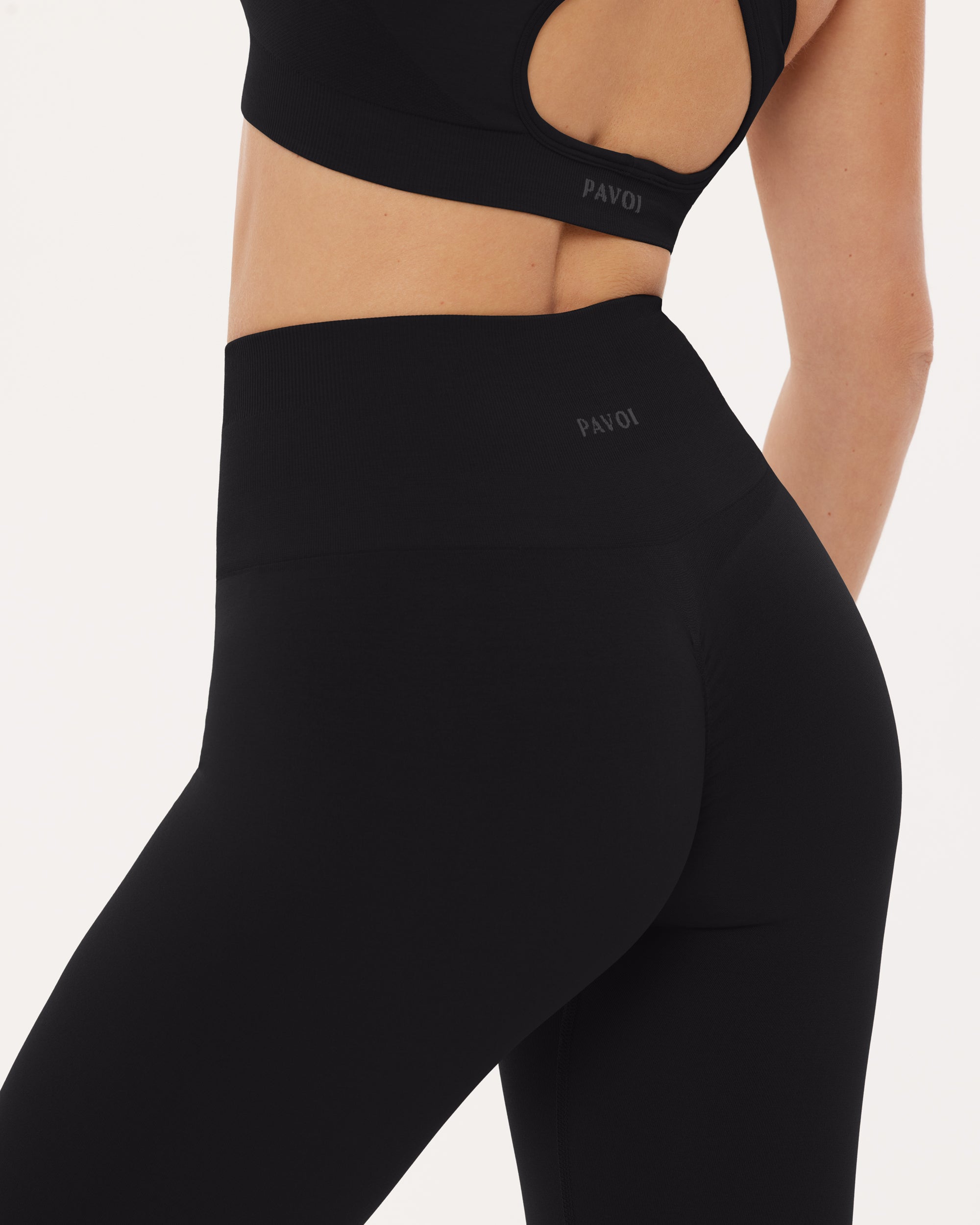 Leggings Donna PAVOI Active - Senza Cuciture, Vita Alta, Effetto Scrunch Per Glutei - Nero - Foto 2
