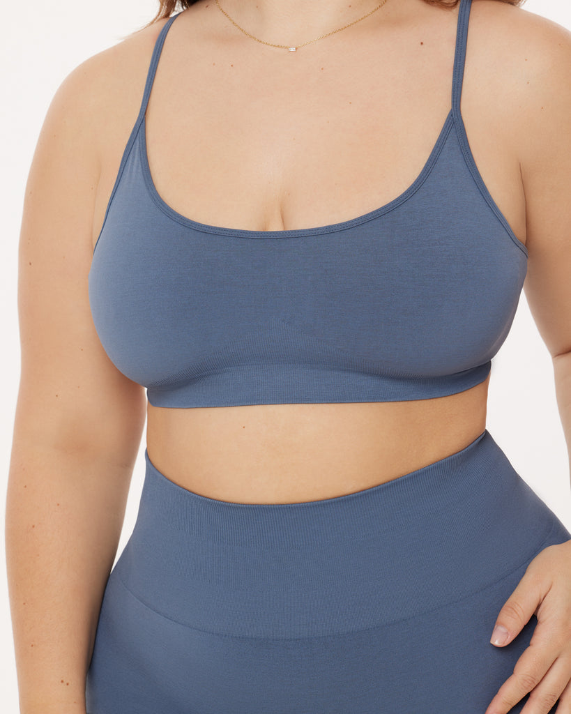 Seamless Padded Sports Bra with Convertible Cami Straps  Bra 