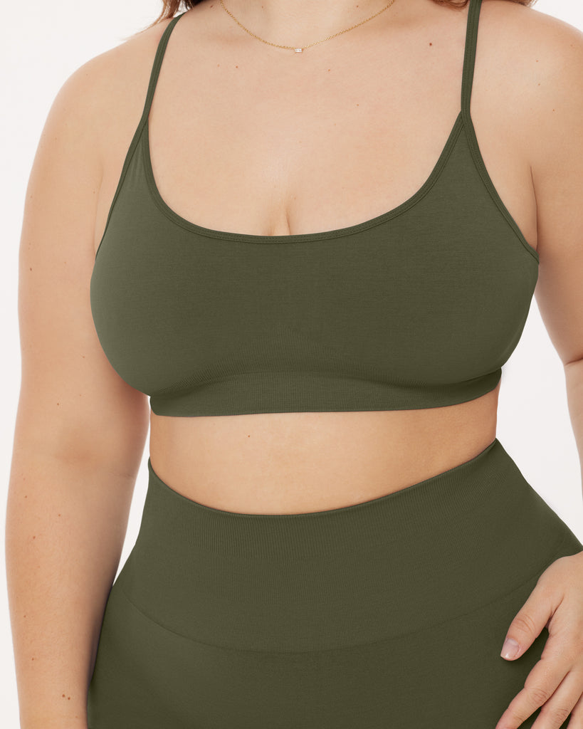 Seamless Padded Sports Bra with Convertible Cami Straps  Bra 
