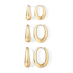 Waterproof Oval Hoop Earring Set