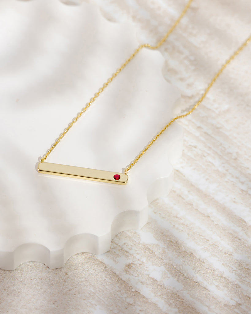 Bar Necklaces With Birthstone - The Vintage Pearl