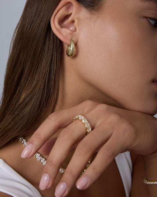 Waterproof Starburst Chunky Huggie Hoops