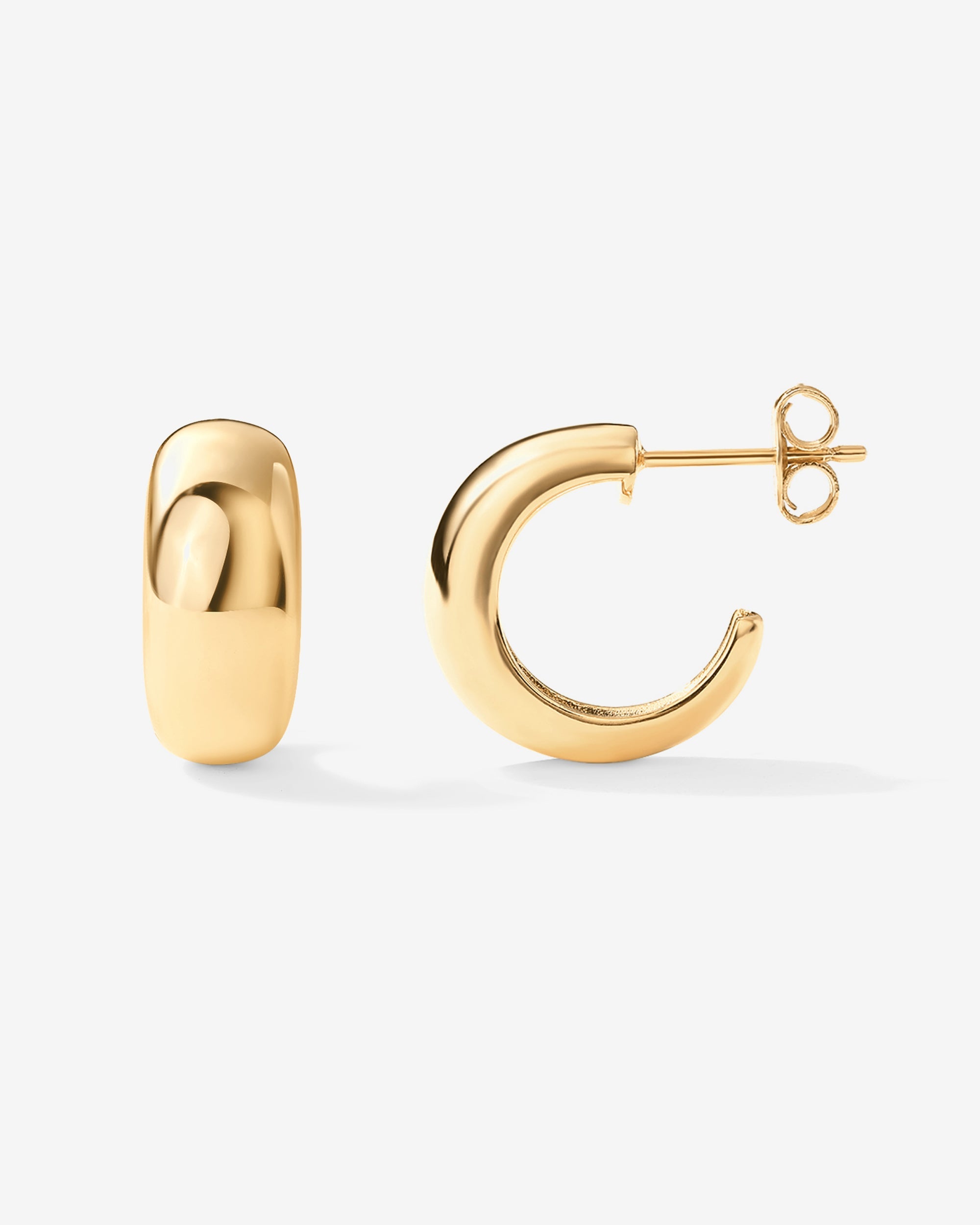 Goldum NYC 14K Yellow Gold-Plated Sterling Silver 925 Hoop Earrings – 2mm X 14mm Shiny Plain