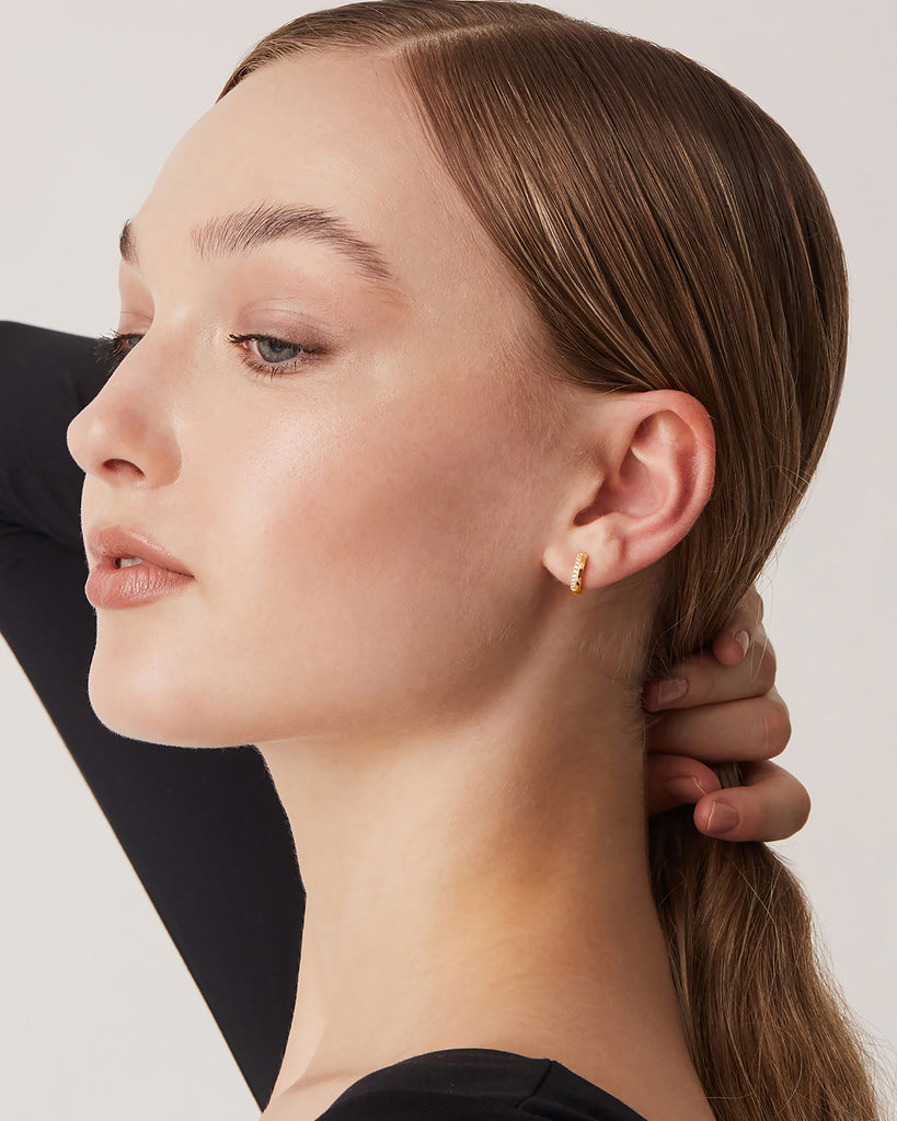 Vermeil Two-Faced Huggie  Earring 