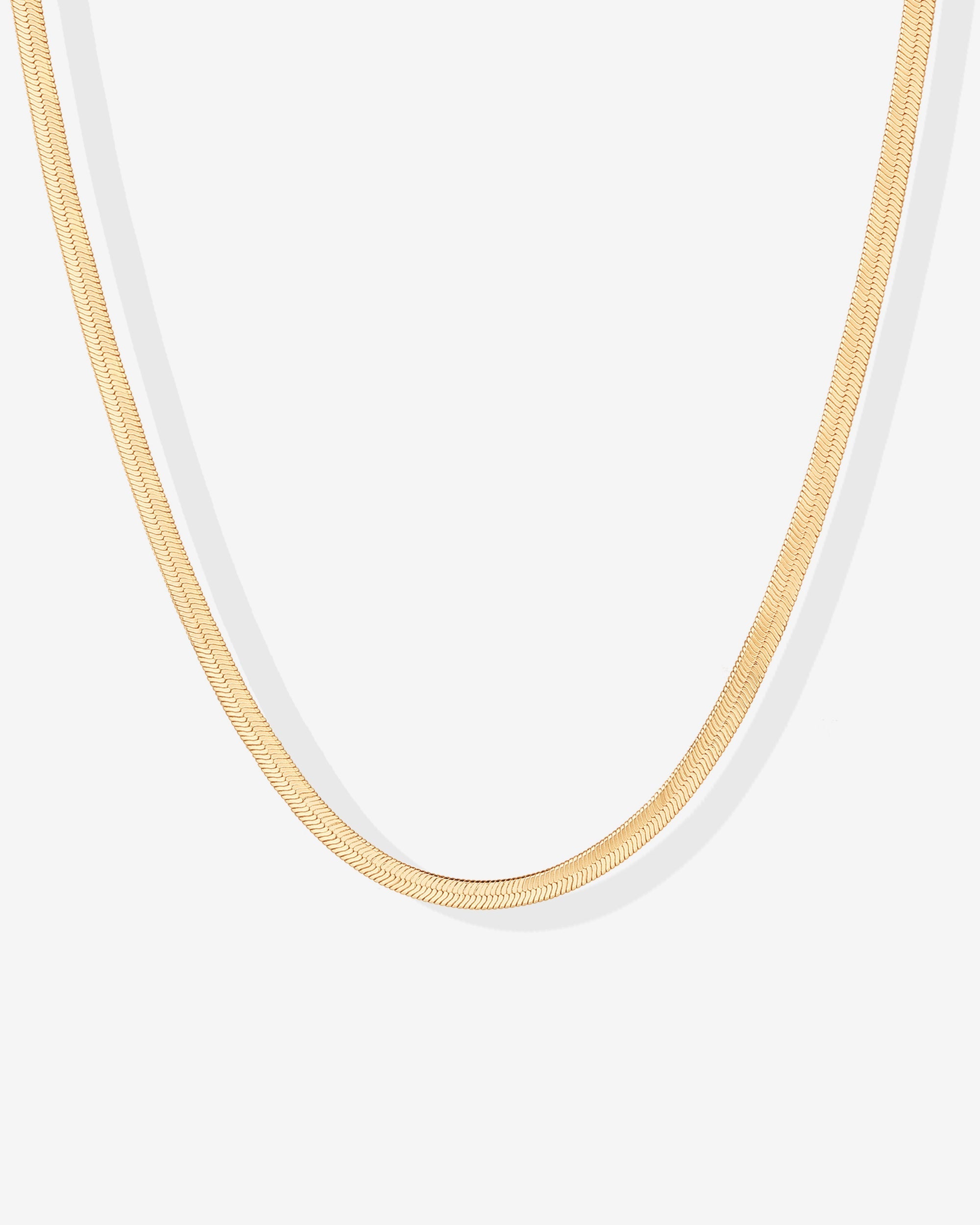 Essentials Classic Gold Snake Chain Necklace Herringbone Necklace – Deluna