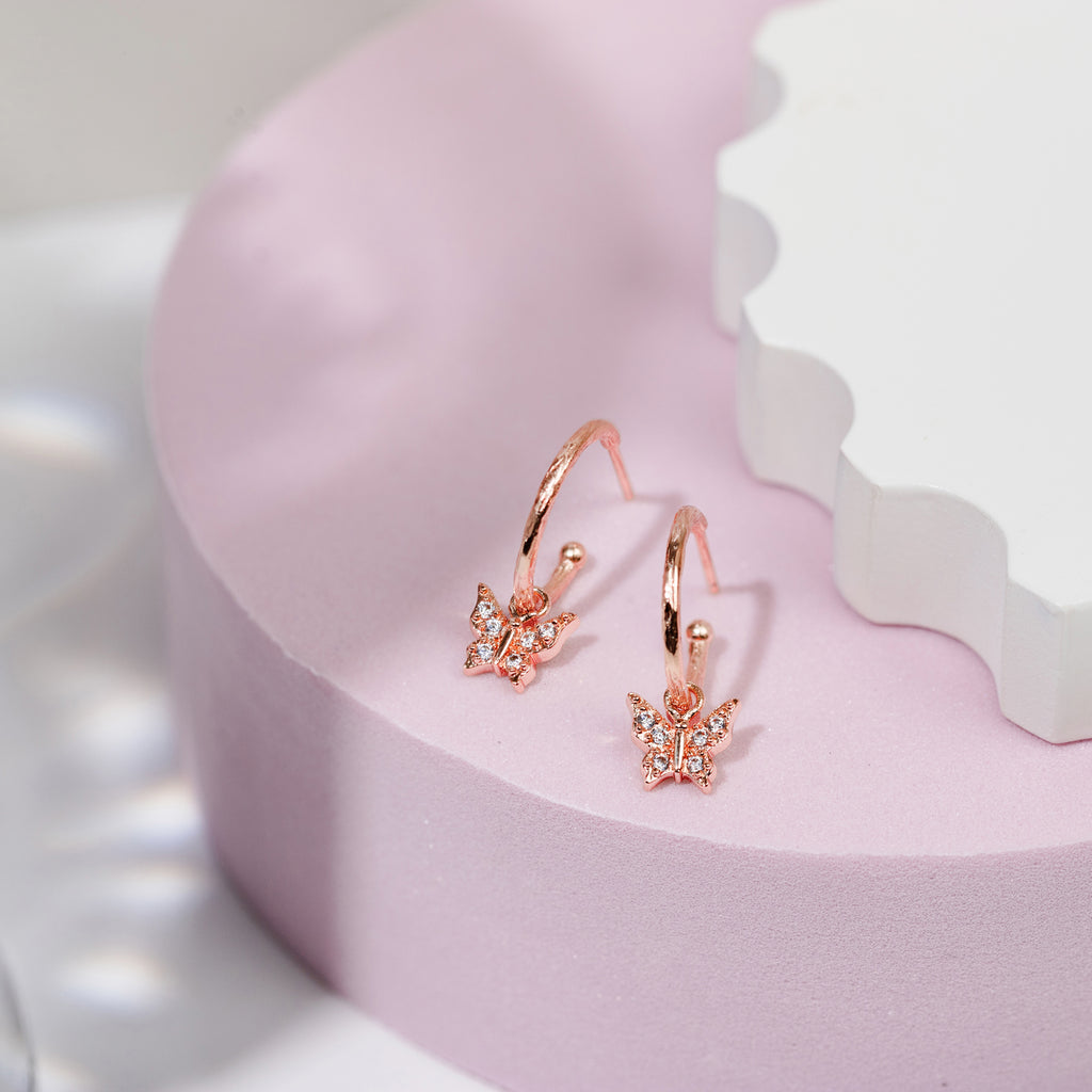 Drop Butterfly Hoops  Earring 