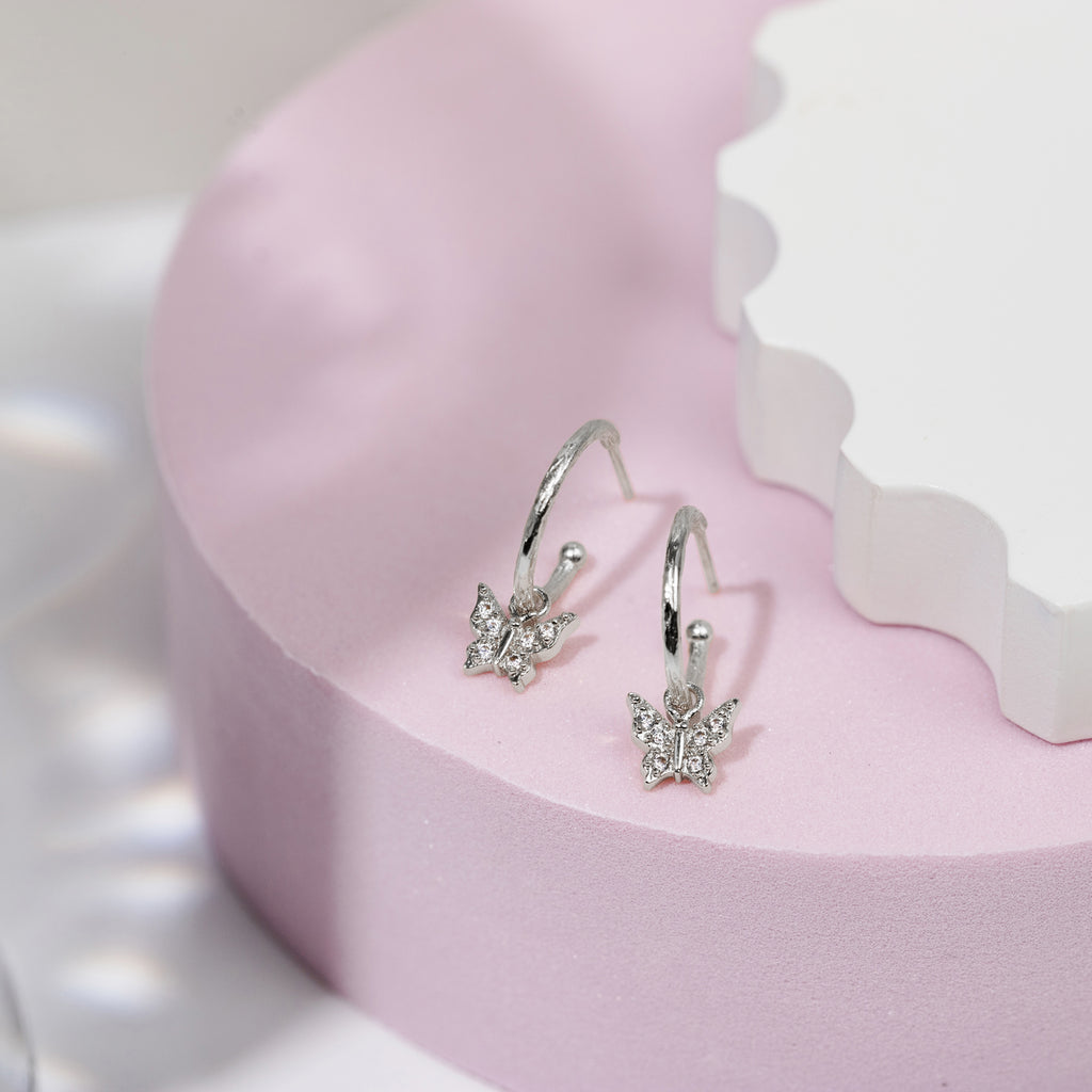 Drop Butterfly Hoops  Earring 