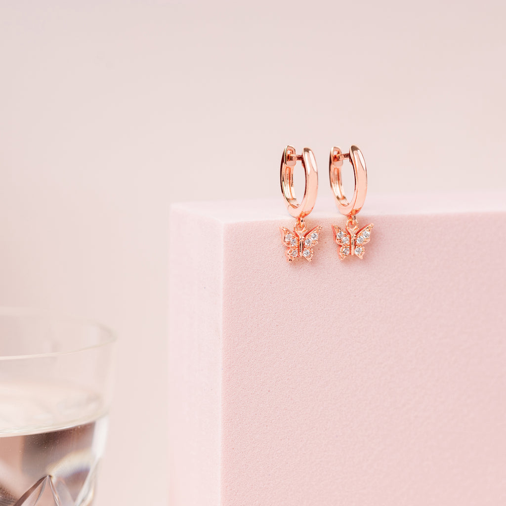 Drop Butterfly Huggies  Earring 