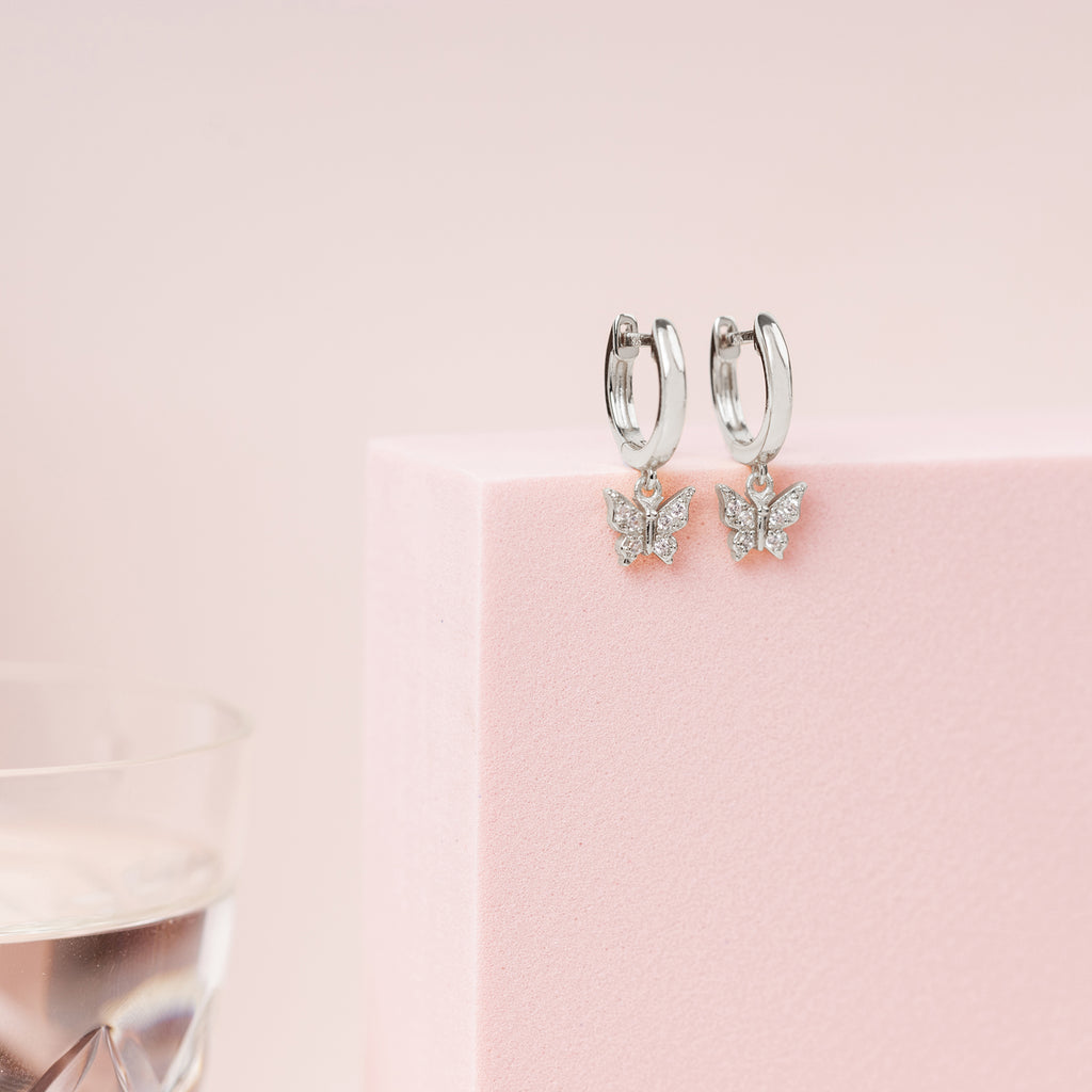 Drop Butterfly Huggies  Earring 