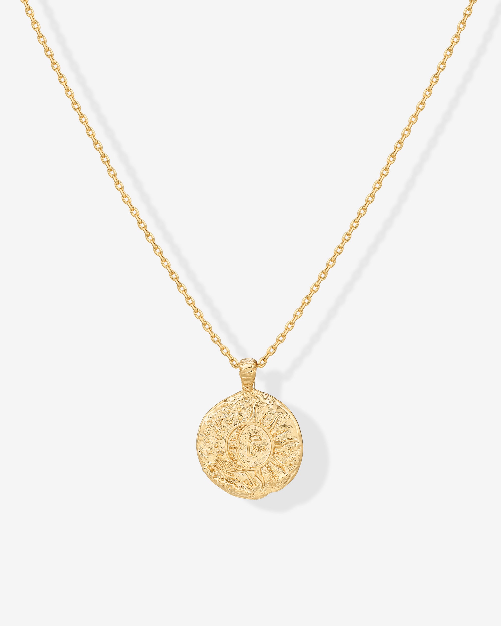 Vermeil Sun-Moon Engraved Coin Pendant – PAVOI