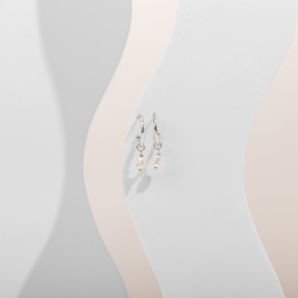 Drop Pearl Hoops  Earring 