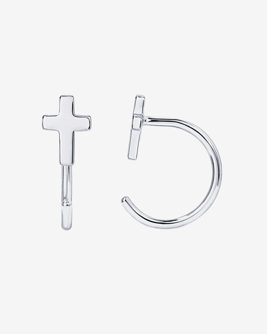Cross Half Hoop Huggies
