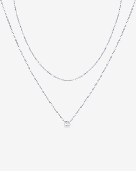 Layered Baguette Pendant Necklace