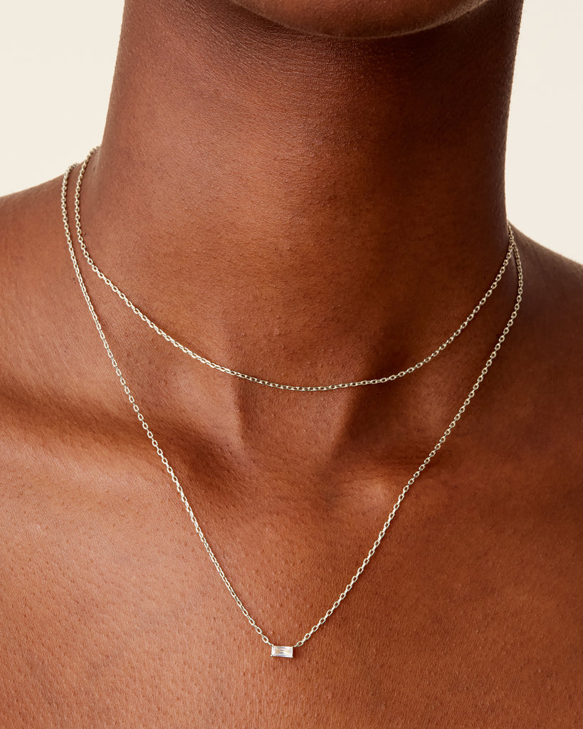 Layered Baguette Pendant Necklace  Necklace 