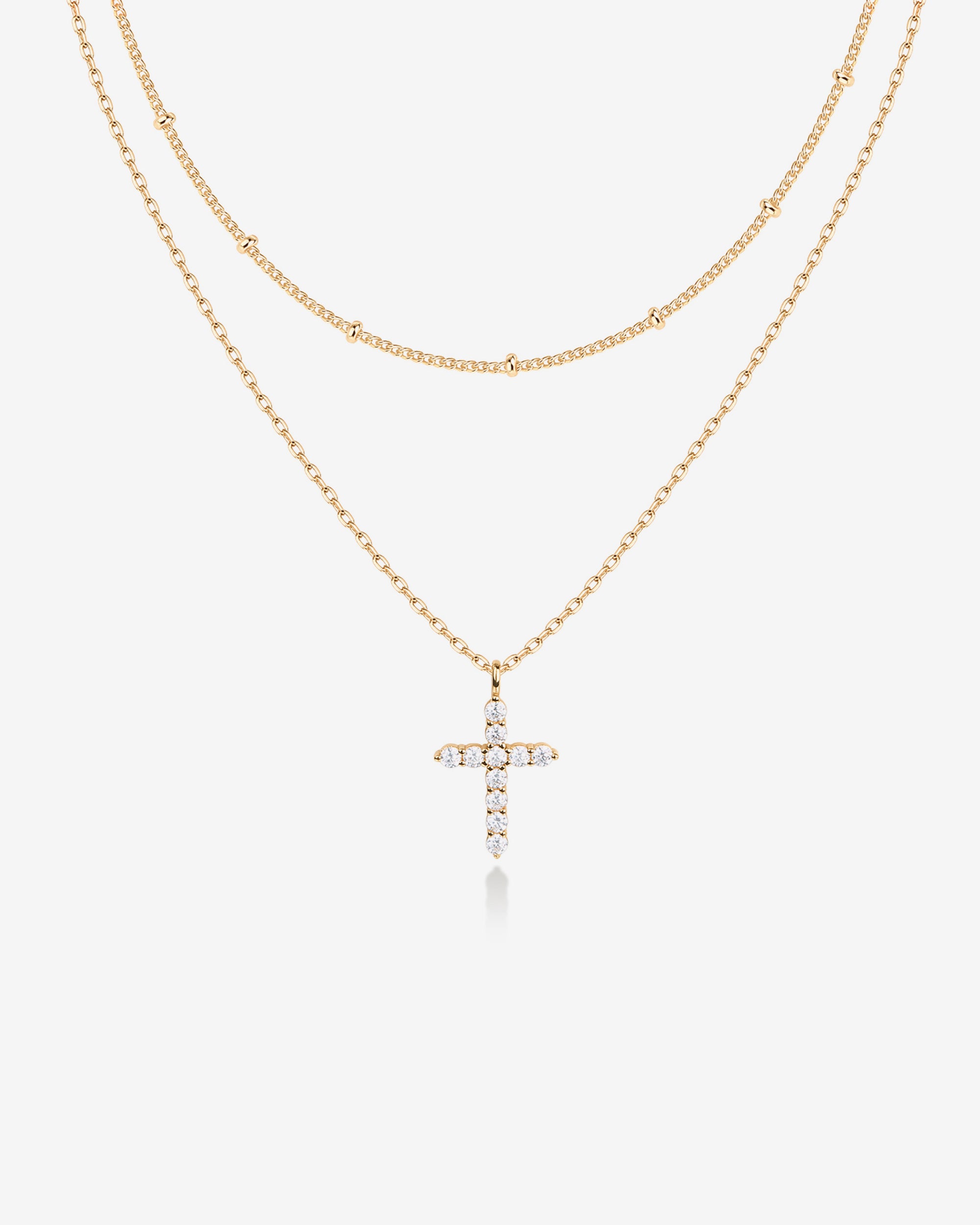 Layered Cross Pendant Necklace