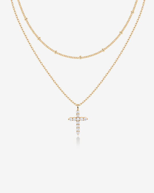 Layered Cross Pendant Necklace