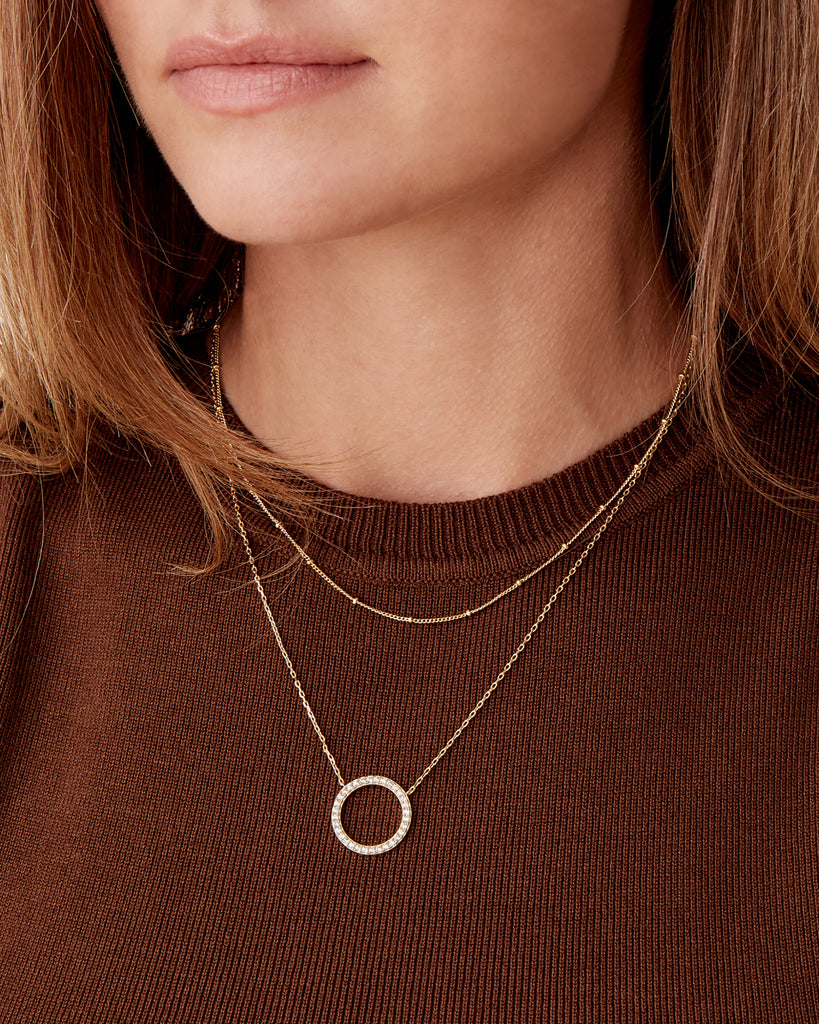 Layered Open Circle Pendant Necklace  Necklace 