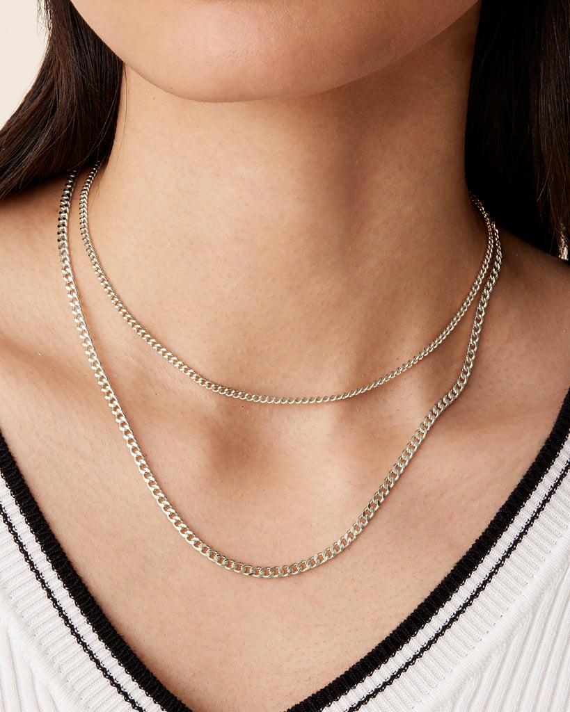Layered Curb Link Chain Necklace  Necklace 