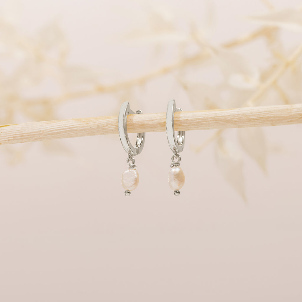 Drop Pearl Huggies  Earring 