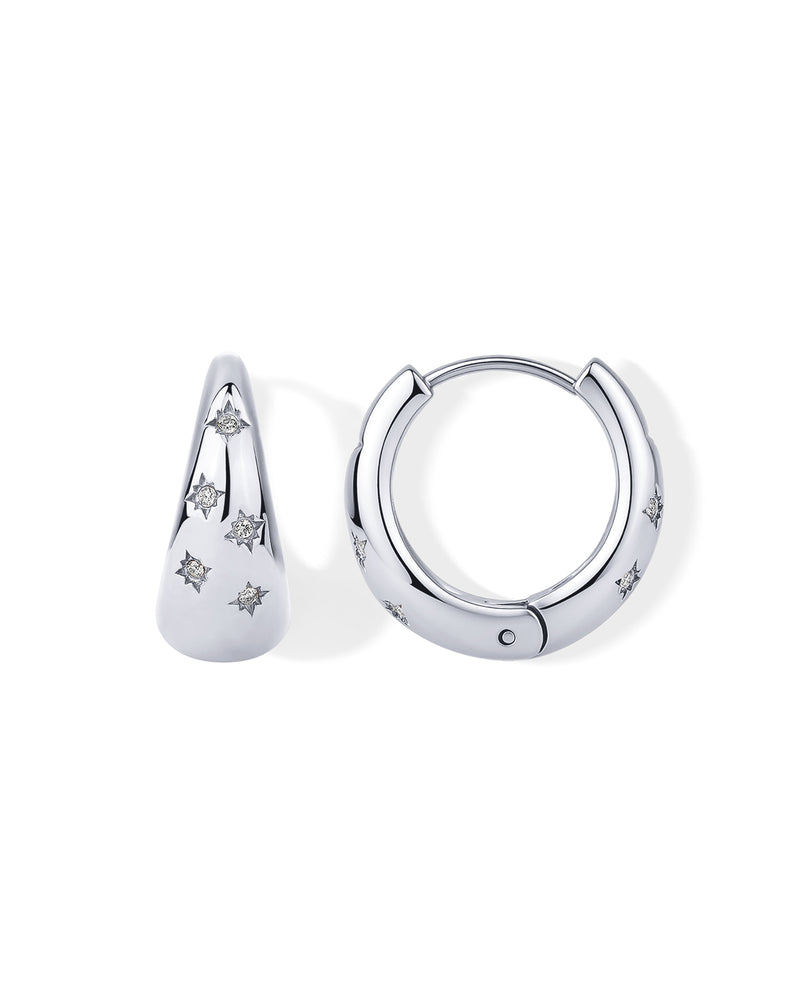 Waterproof Starburst Chunky Huggie Hoops