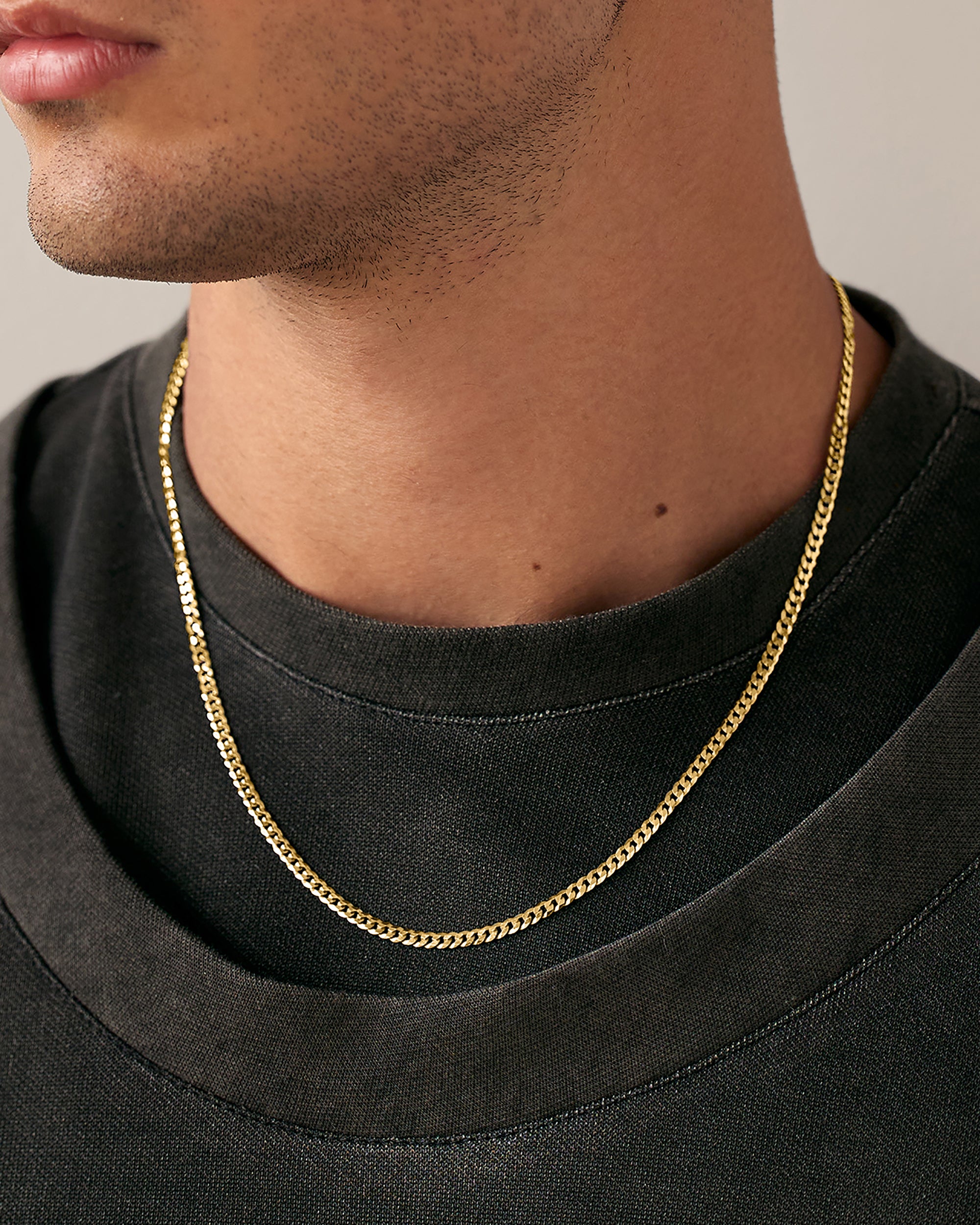 Thin Cuban Link Chain Men Thin Gold Chain Necklace Thin Miami
