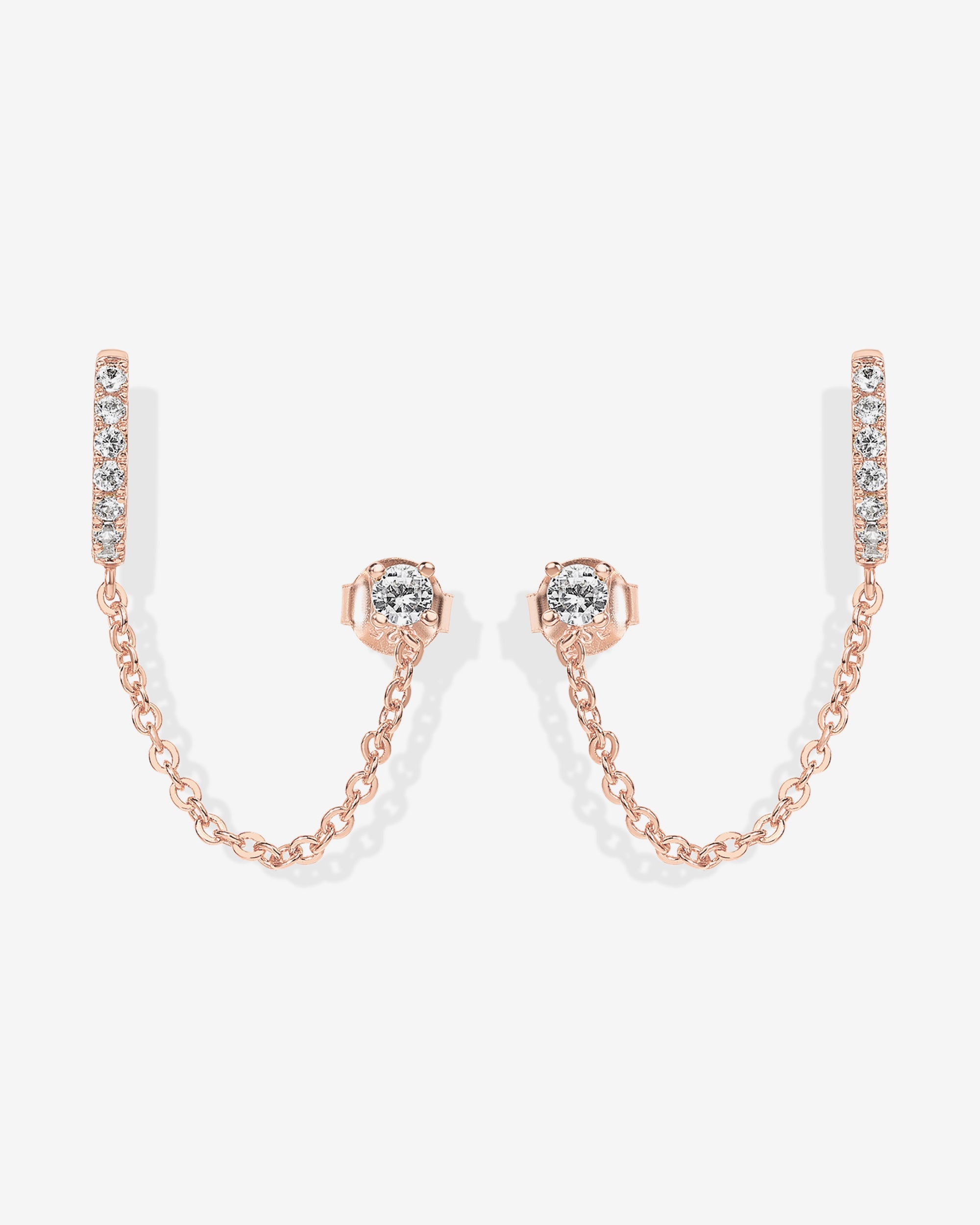Chained Huggie Hoop with CZ Stud – PAVOI