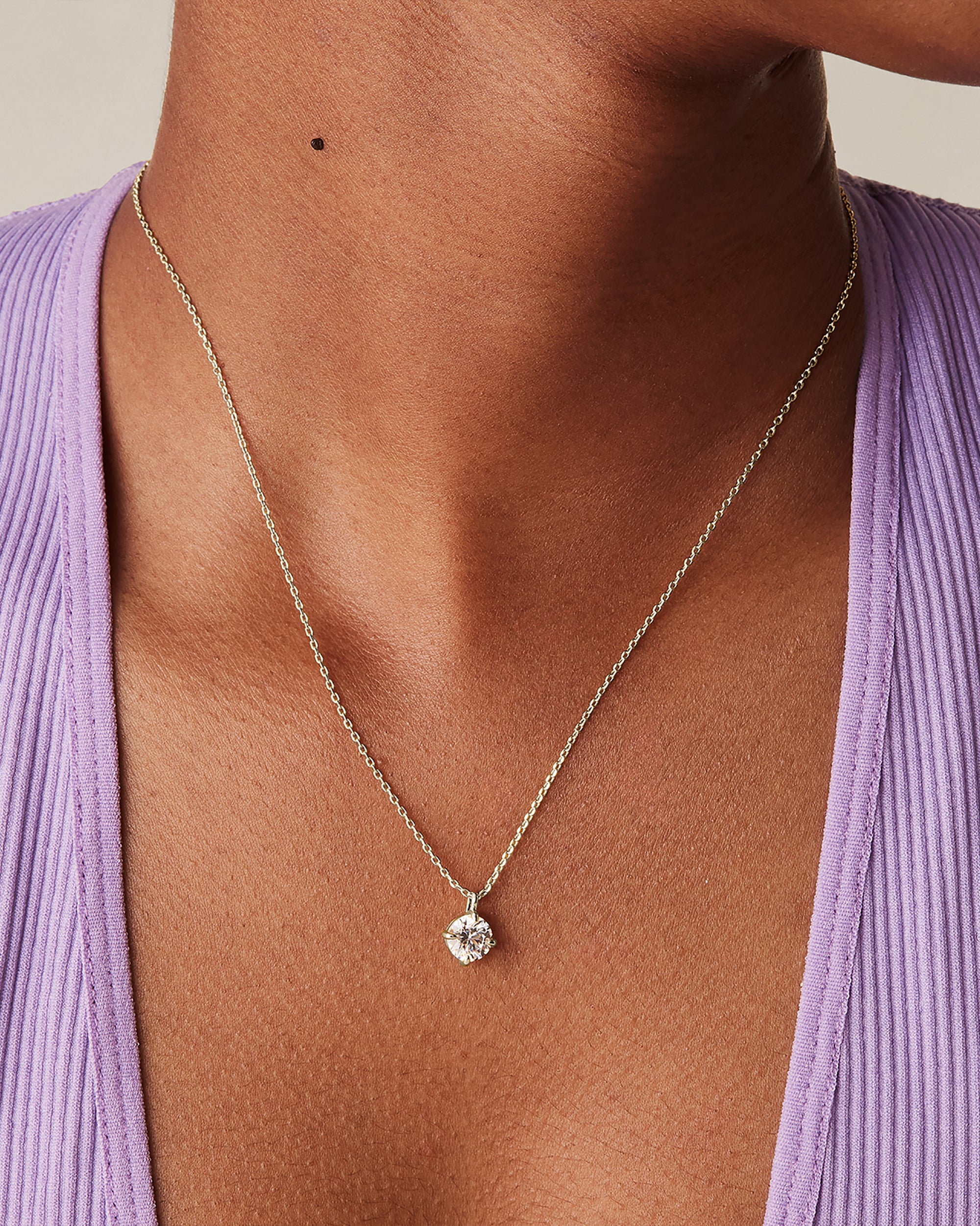 Dainty 7.5mm Swarovski CZ Solitaire Pendant Necklace – PAVOI