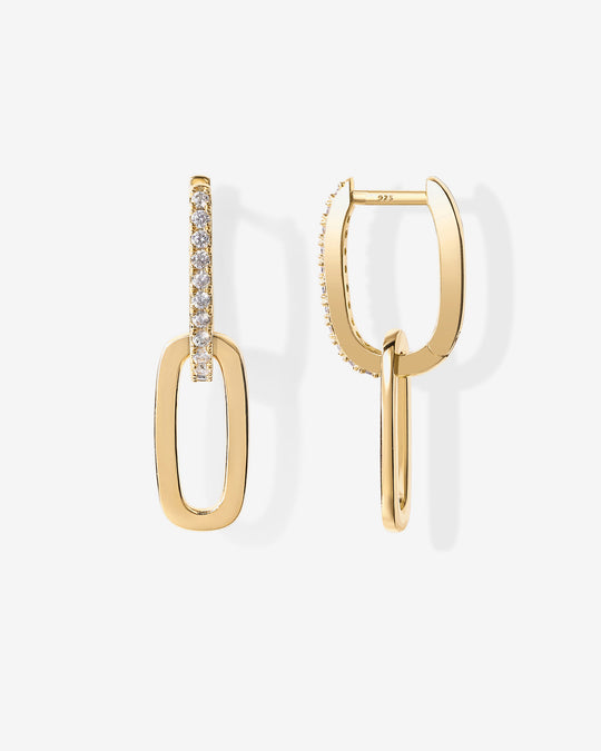 Cubic Zirconia Convertible Paperclip Link Earrings