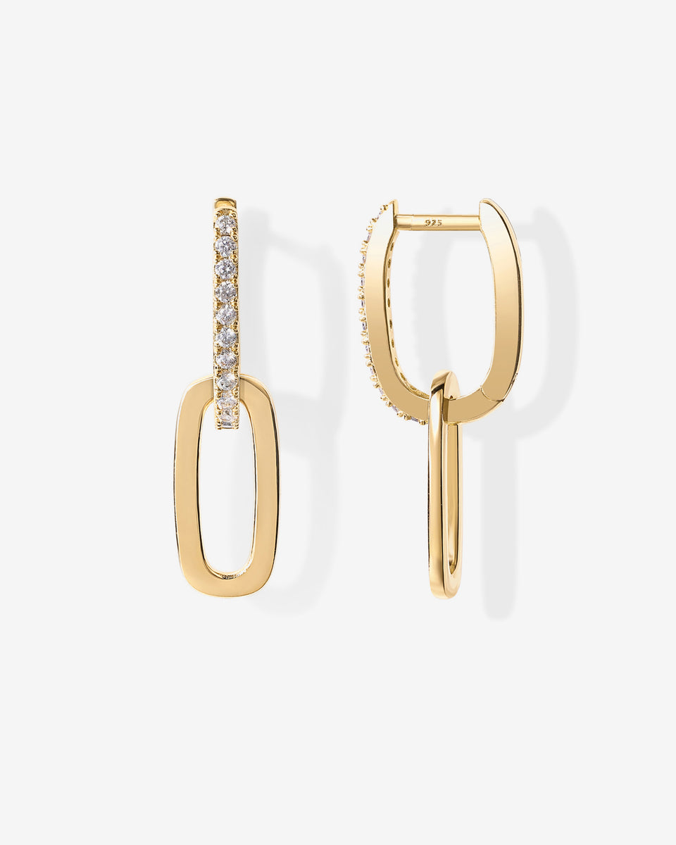 Cubic Zirconia Convertible Paperclip Link Earrings