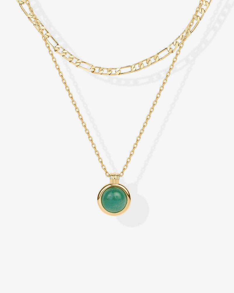 Carnelian and Aventurine Gemstone Layered Necklace