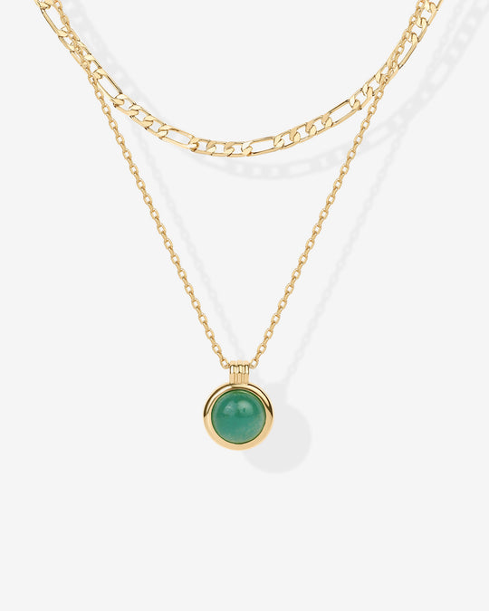 Carnelian and Aventurine Gemstone Layered Necklace