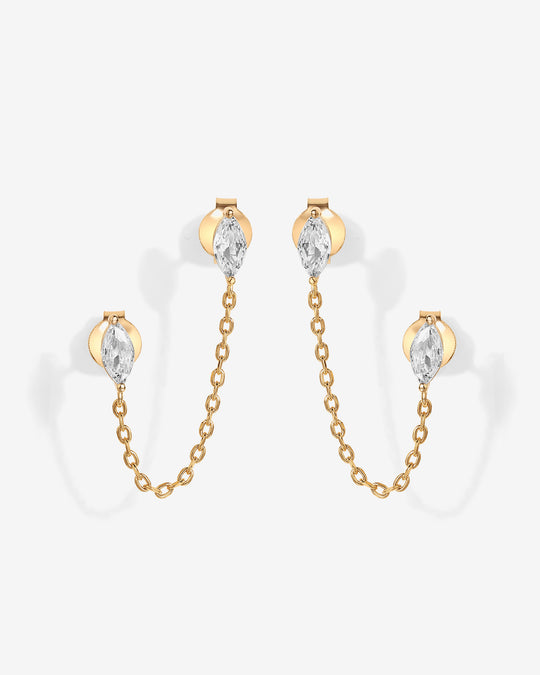 Chained Luminescence Double Piercing Earrings