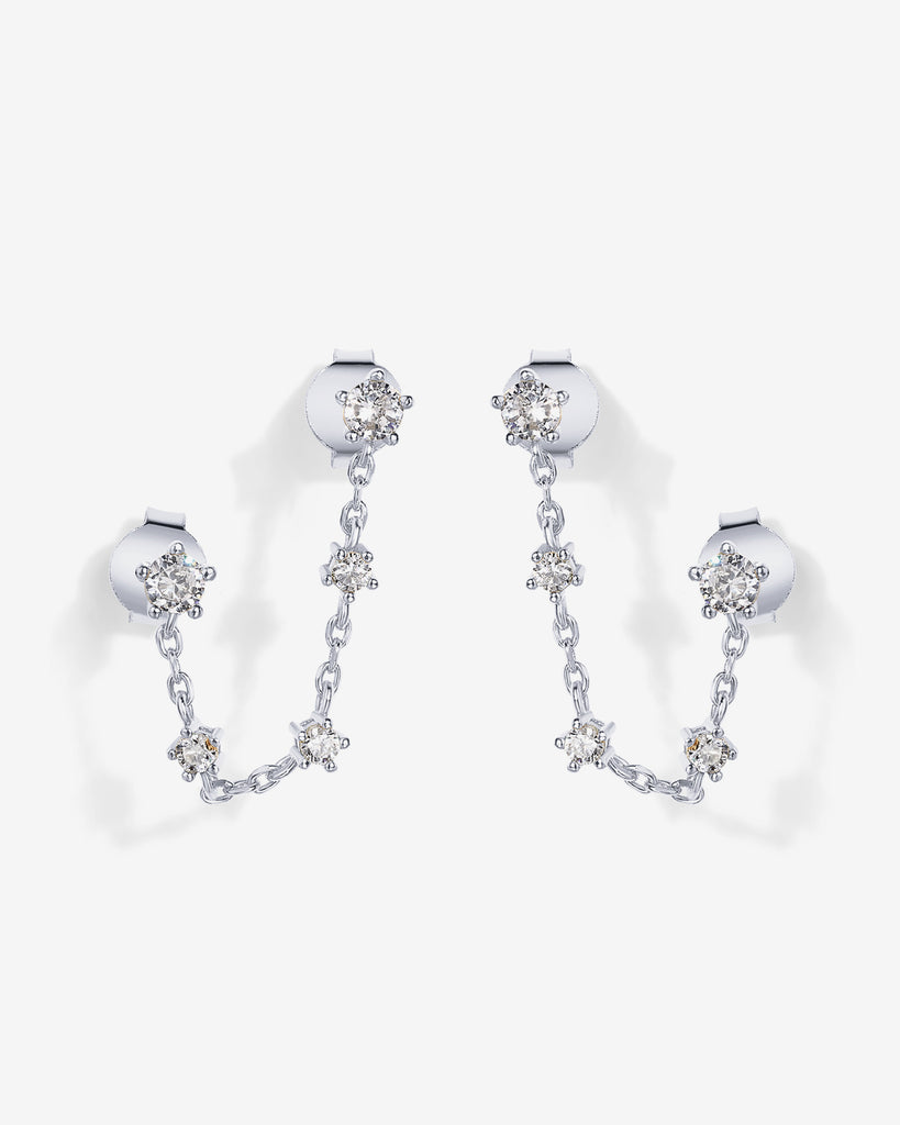 Chained Station Double Piercing Studs  Earring 