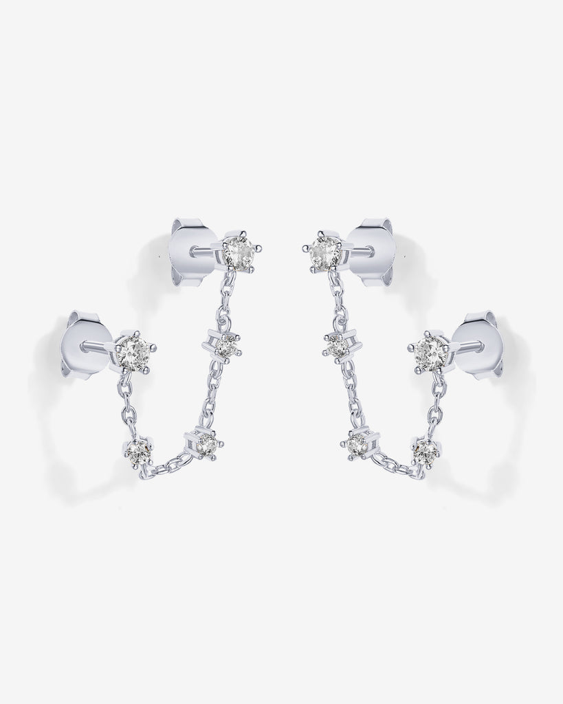 Chained Station Double Piercing Studs  Earring 