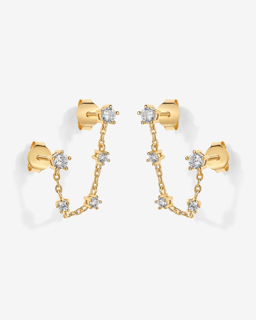 Chained Station Double Piercing Studs  Earring 