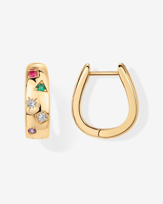Multi Colored Chunky Huggie Earrings