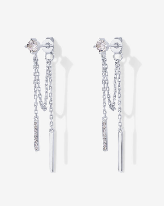 Mini CZ Chained Bar Earrings