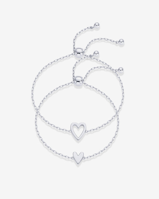 Heart Duo Charm Solitaire Bracelet
