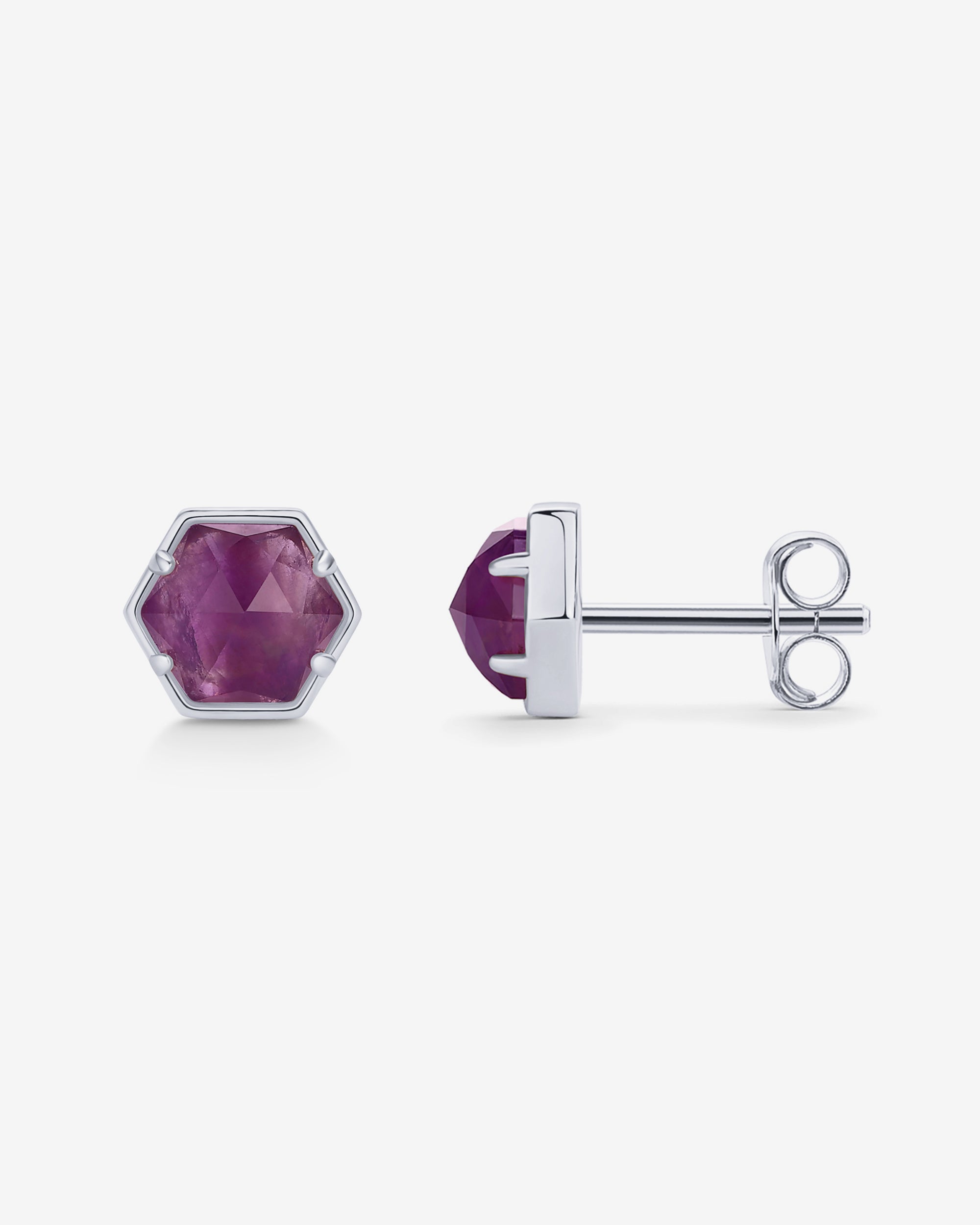 Hexagon Gemstone Stud Earrings – PAVOI