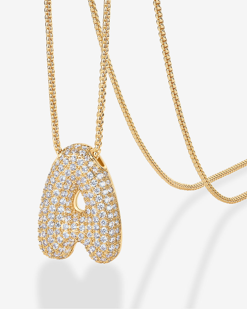 Sparkling Bubble Letter Pendant Necklace