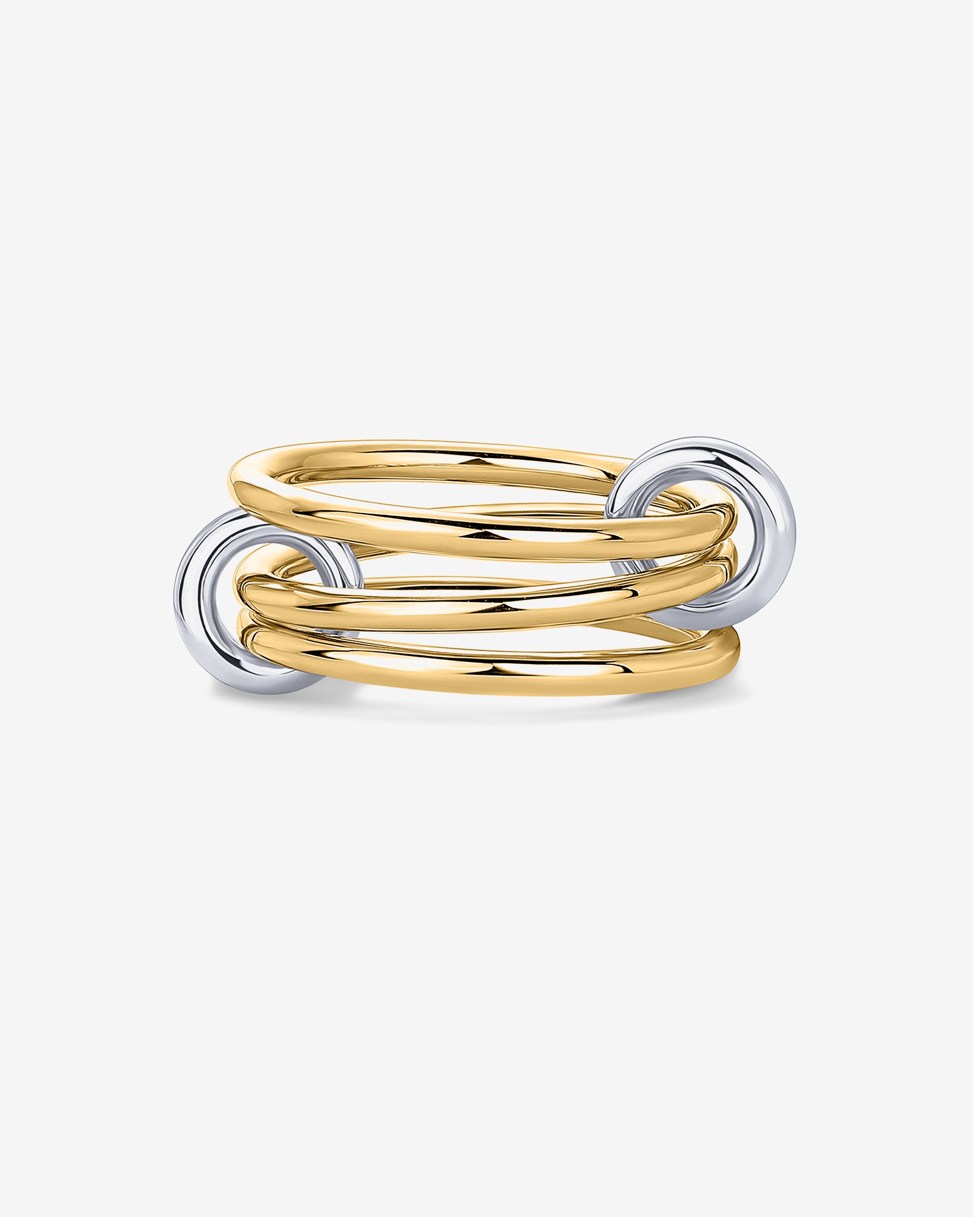 PAVOI interlocked two-toned gold and silver stackable rings set