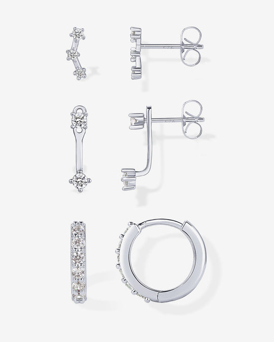 Mixed-Media CZ Earring Trio