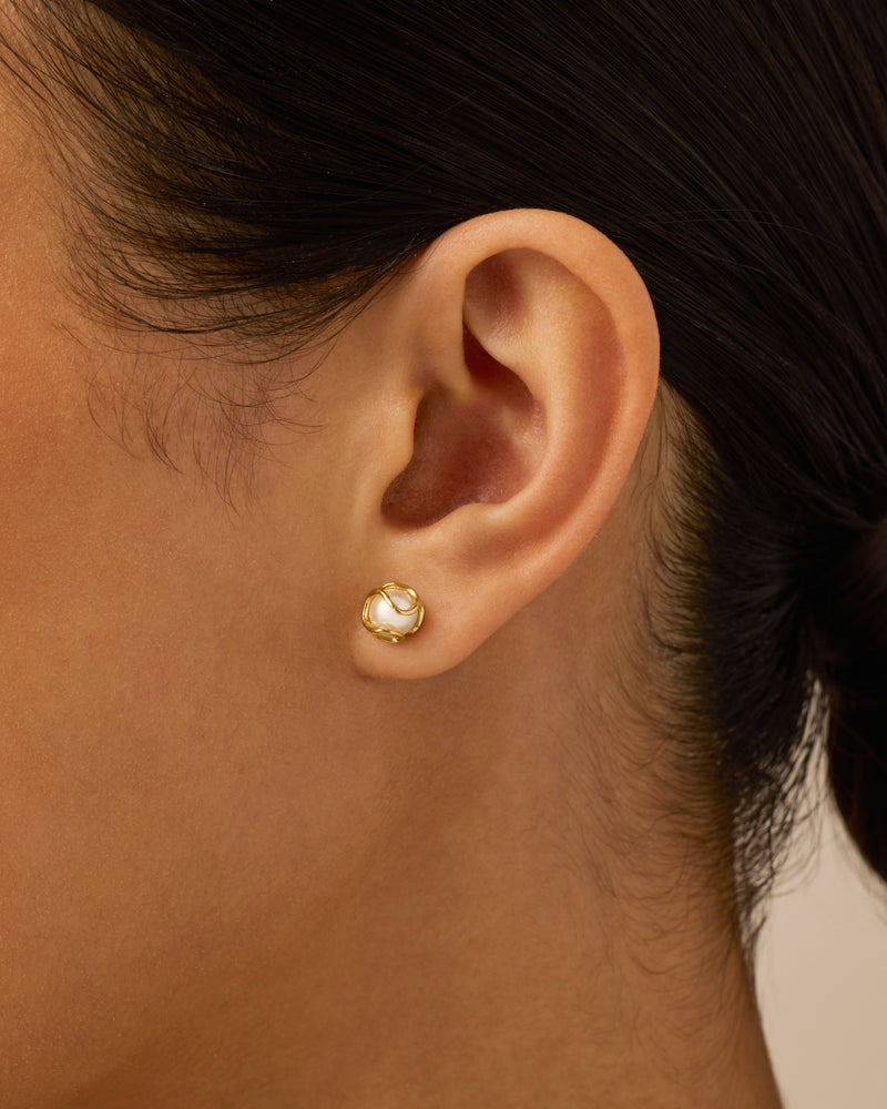 Caged Pearl Studs