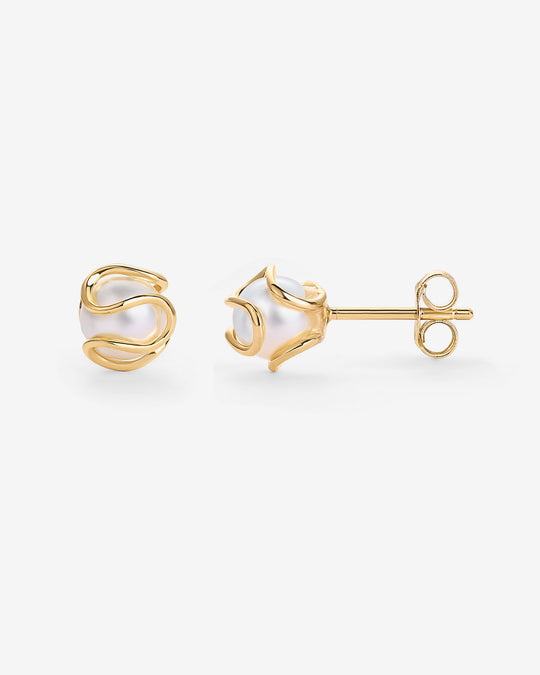 Caged Pearl Stud Earrings