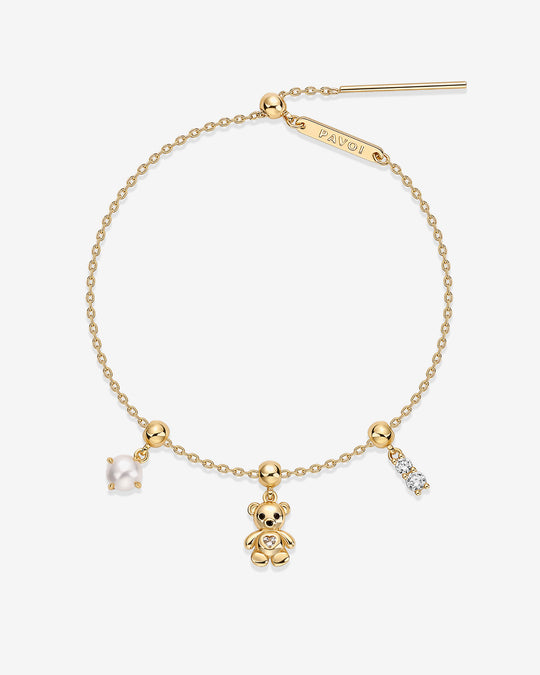 Charm Me Baby Bear & Pearl Charm Bracelet Set
